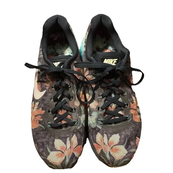 Women's Black Floral Nike Lunarglide 6 Athletic Running/Walking Shoes Size 9 - Picture 2 of 11